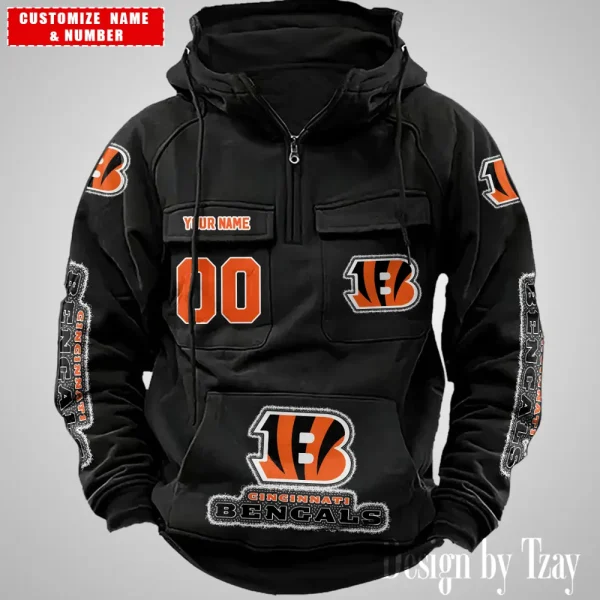 Cincinnati Bengals Drawstring Vintage Men Hoodies AZVMHD613 - Image 6