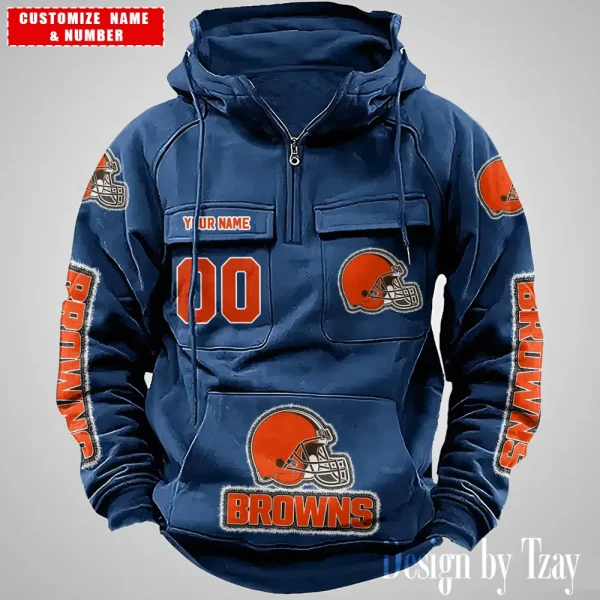 Cleveland Browns Drawstring Vintage Men Hoodies AZVMHD614 - Image 2