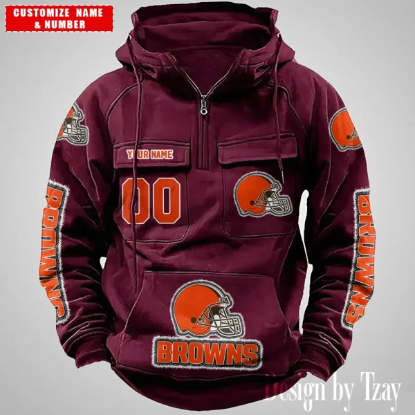 Cleveland Browns Drawstring Vintage Men Hoodies AZVMHD614 - Image 3