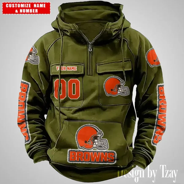 Cleveland Browns Drawstring Vintage Men Hoodies AZVMHD614 - Image 6