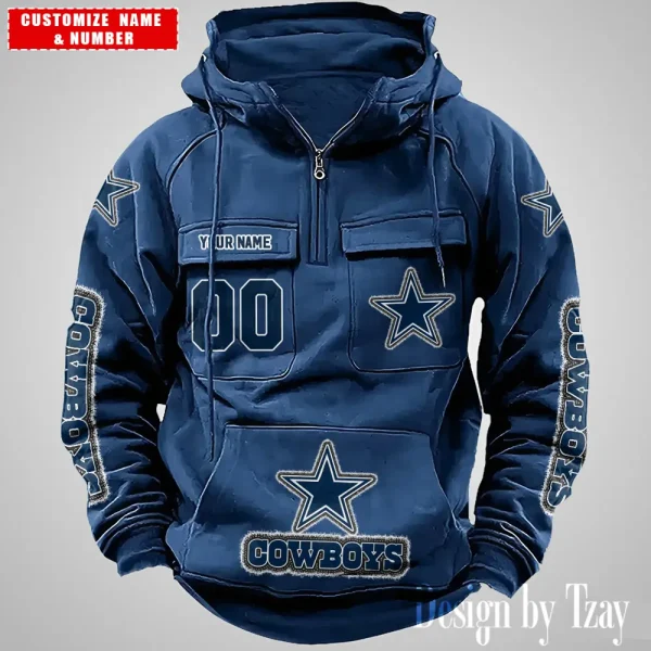 Dallas Cowboys Drawstring Vintage Men Hoodies AZVMHD615 - Image 3