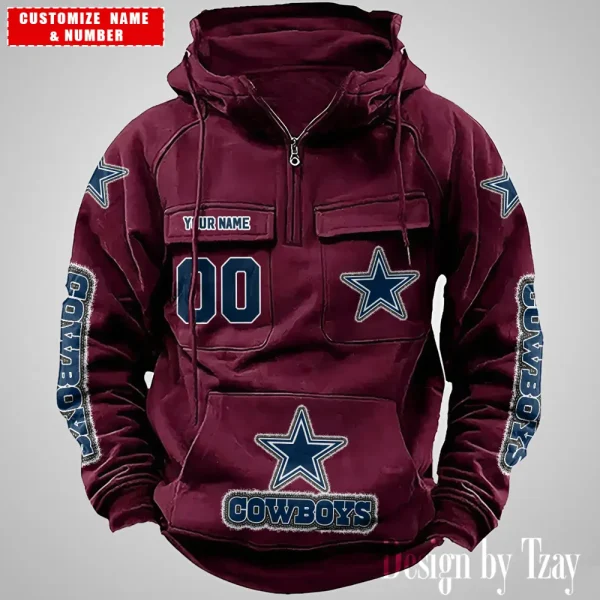 Dallas Cowboys Drawstring Vintage Men Hoodies AZVMHD615 - Image 4