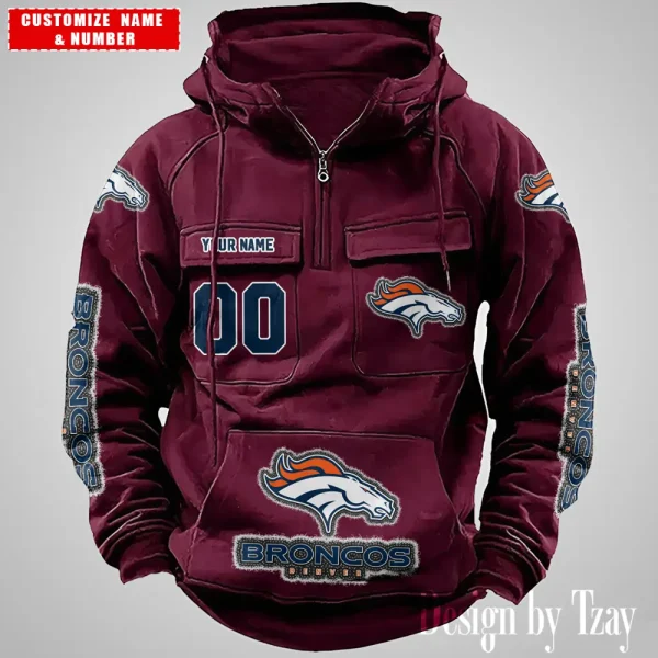 Denver Broncos Drawstring Vintage Men Hoodies AZVMHD616