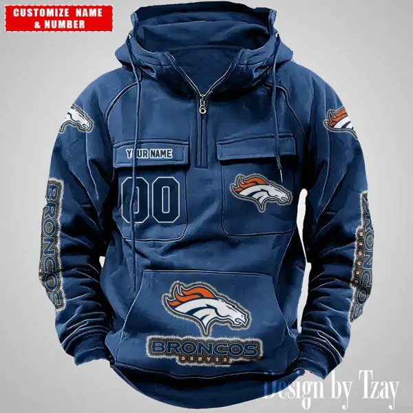 Denver Broncos Drawstring Vintage Men Hoodies AZVMHD616 - Image 5