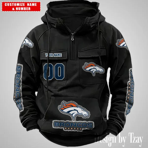 Denver Broncos Drawstring Vintage Men Hoodies AZVMHD616 - Image 6