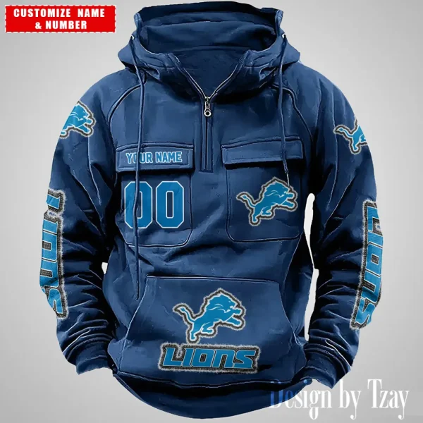 Detroit Lions Drawstring Vintage Men Hoodies AZVMHD617