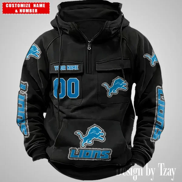 Detroit Lions Drawstring Vintage Men Hoodies AZVMHD617 - Image 2