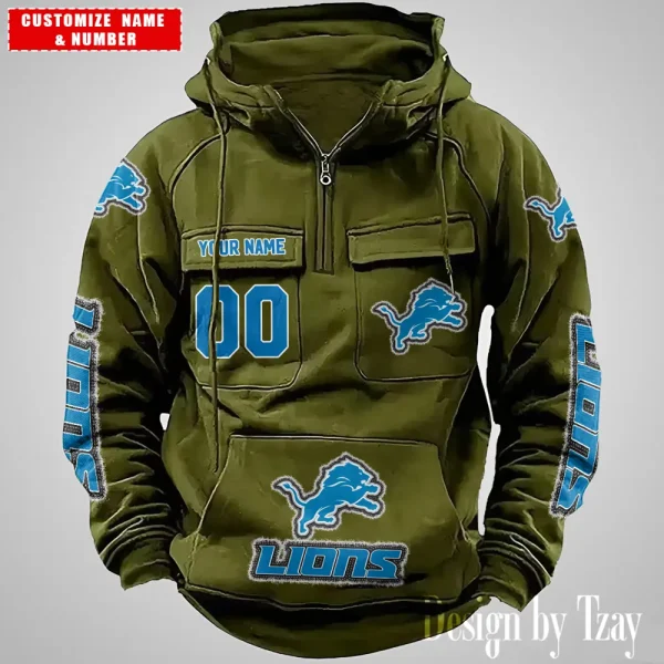 Detroit Lions Drawstring Vintage Men Hoodies AZVMHD617 - Image 4