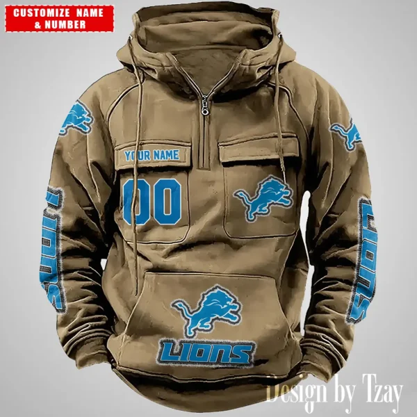 Detroit Lions Drawstring Vintage Men Hoodies AZVMHD617 - Image 5