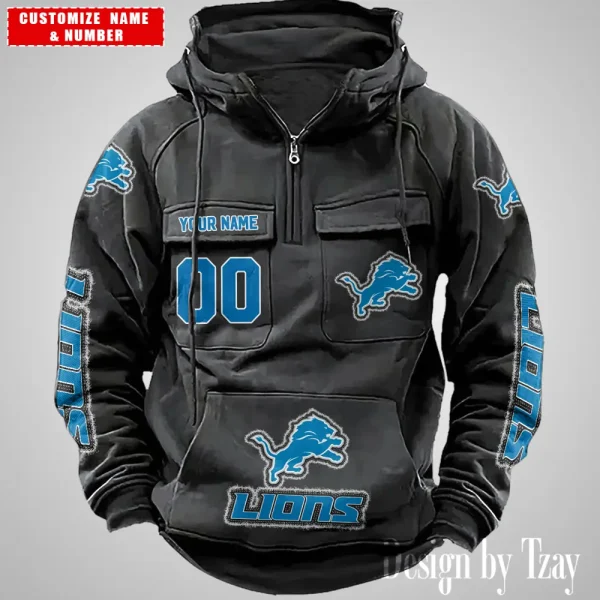 Detroit Lions Drawstring Vintage Men Hoodies AZVMHD617 - Image 6