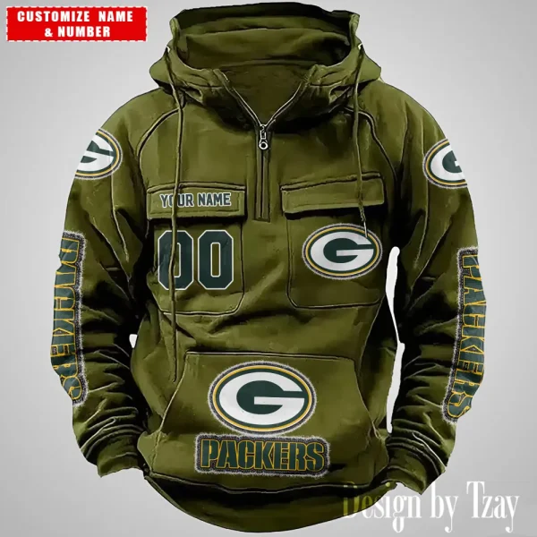 Green Bay Packers Drawstring Vintage Men Hoodies AZVMHD618