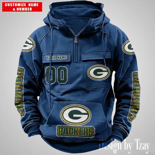 Green Bay Packers Drawstring Vintage Men Hoodies AZVMHD618 - Image 2