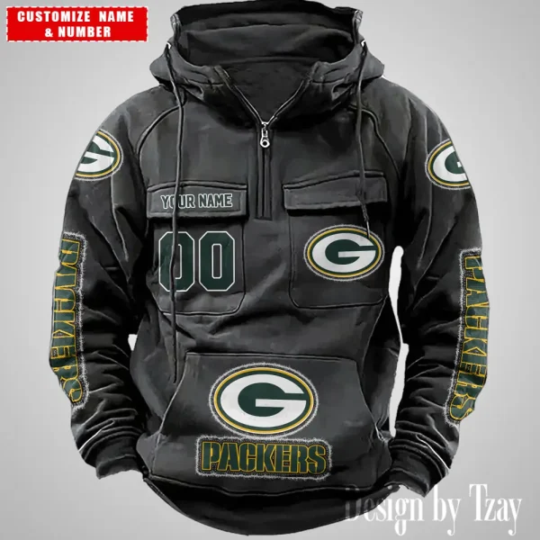 Green Bay Packers Drawstring Vintage Men Hoodies AZVMHD618 - Image 4