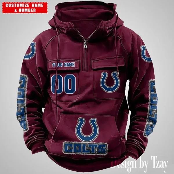 Indianapolis Colts Drawstring Vintage Men Hoodies AZVMHD620 - Image 2