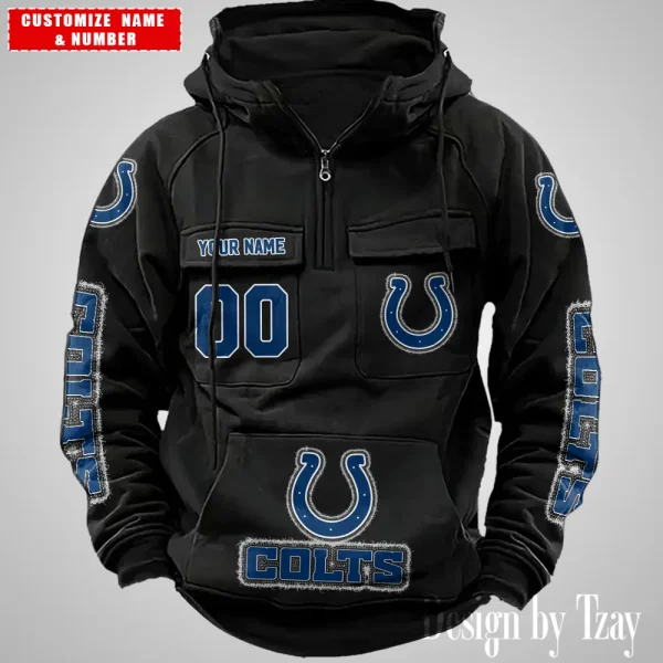 Indianapolis Colts Drawstring Vintage Men Hoodies AZVMHD620 - Image 4