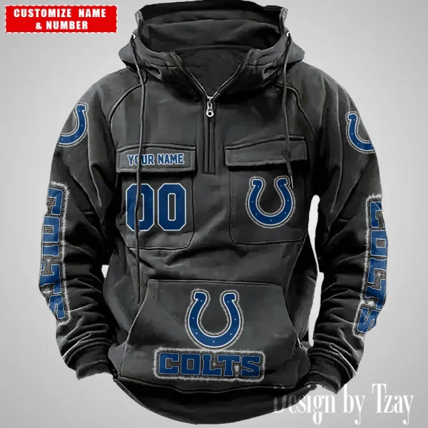 Indianapolis Colts Drawstring Vintage Men Hoodies AZVMHD620 - Image 5