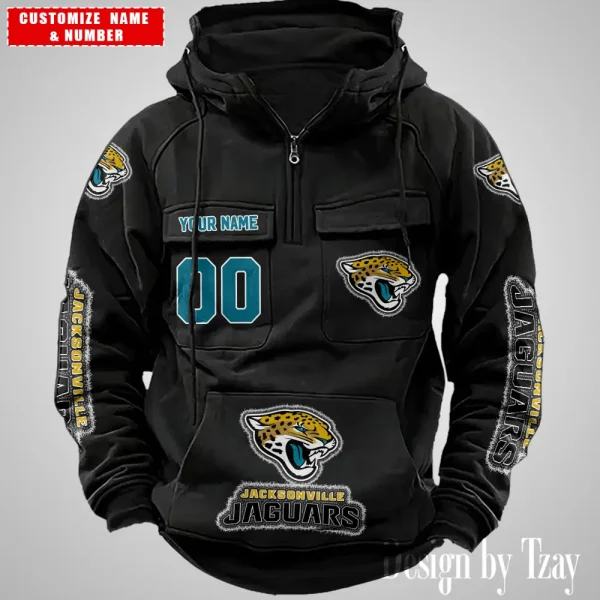 Jacksonville Jaguars Drawstring Vintage Men Hoodies AZVMHD621 - Image 2