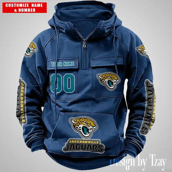 Jacksonville Jaguars Drawstring Vintage Men Hoodies AZVMHD621 - Image 3