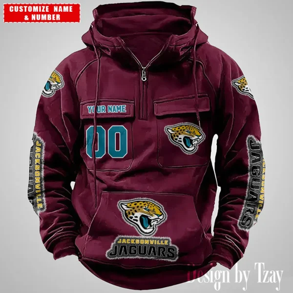 Jacksonville Jaguars Drawstring Vintage Men Hoodies AZVMHD621 - Image 4