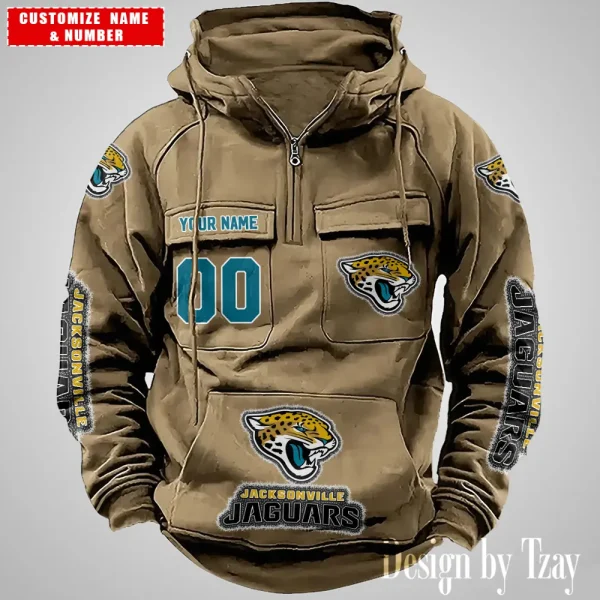 Jacksonville Jaguars Drawstring Vintage Men Hoodies AZVMHD621 - Image 5