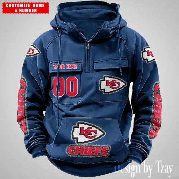 Kansas City Chiefs Drawstring Vintage Men Hoodies AZVMHD622 - Image 5