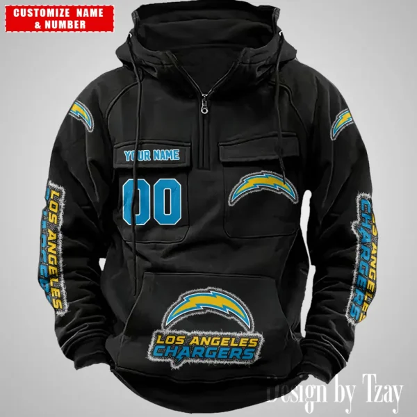 Los Angeles Chargers Drawstring Vintage Men Hoodies AZVMHD624 - Image 2