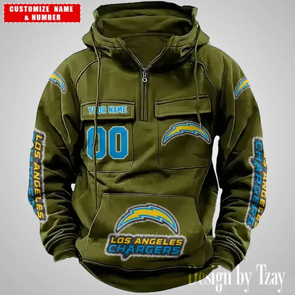 Los Angeles Chargers Drawstring Vintage Men Hoodies AZVMHD624 - Image 3