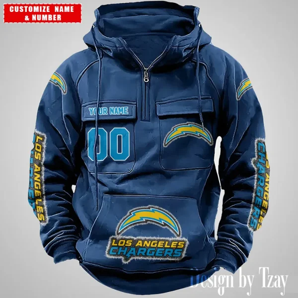 Los Angeles Chargers Drawstring Vintage Men Hoodies AZVMHD624 - Image 4