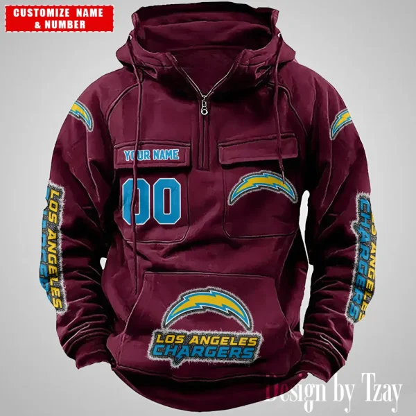 Los Angeles Chargers Drawstring Vintage Men Hoodies AZVMHD624 - Image 5