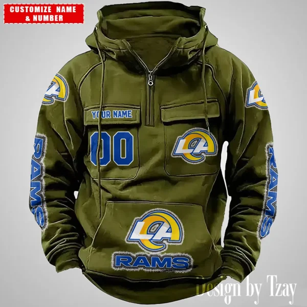 Los Angeles Rams Drawstring Vintage Men Hoodies AZVMHD625