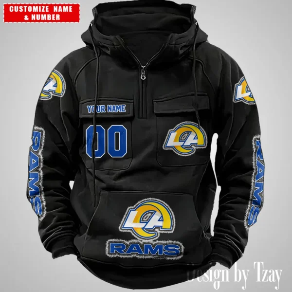 Los Angeles Rams Drawstring Vintage Men Hoodies AZVMHD625 - Image 2