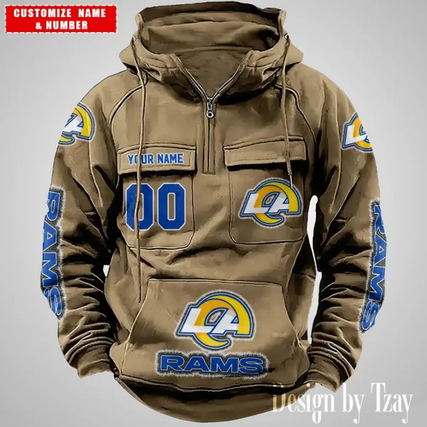 Los Angeles Rams Drawstring Vintage Men Hoodies AZVMHD625 - Image 5