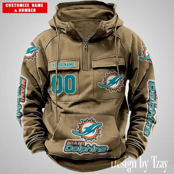 Miami Dolphins Drawstring Vintage Men Hoodies AZVMHD626 - Image 2