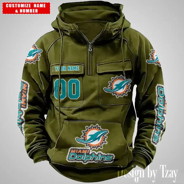 Miami Dolphins Drawstring Vintage Men Hoodies AZVMHD626 - Image 5