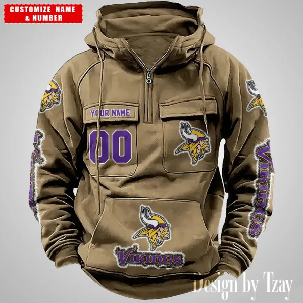 Minnesota Vikings Drawstring Vintage Men Hoodies AZVMHD627