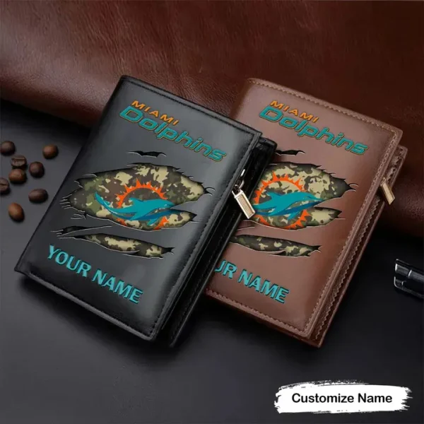 Miami Dolphins Leather Vertical Wallet SPTLVW066