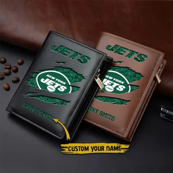 New York Jets Leather Vertical Wallet SPTLVW080