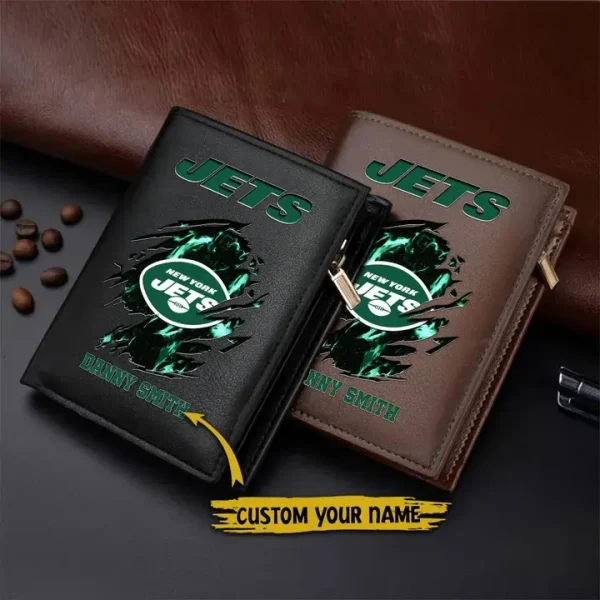 New York Jets Leather Vertical Wallet SPTLVW081