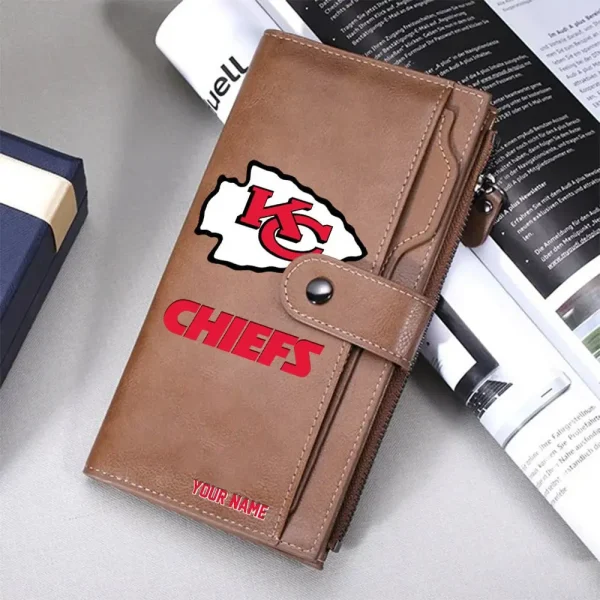 Kansas City Chiefs Personalized Long Leather Wallet Special Gifts For Fans SPTLLW002