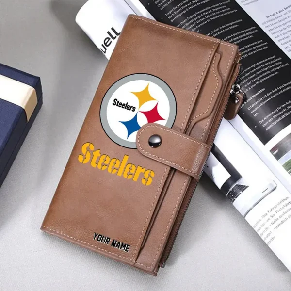 Pittsburgh Steelers Personalized Long Leather Wallet Special Gifts For Fans SPTLLW003