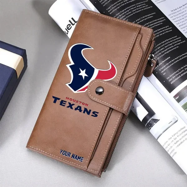 Houston Texans Personalized Long Leather Wallet Special Gifts For Fans SPTLLW004