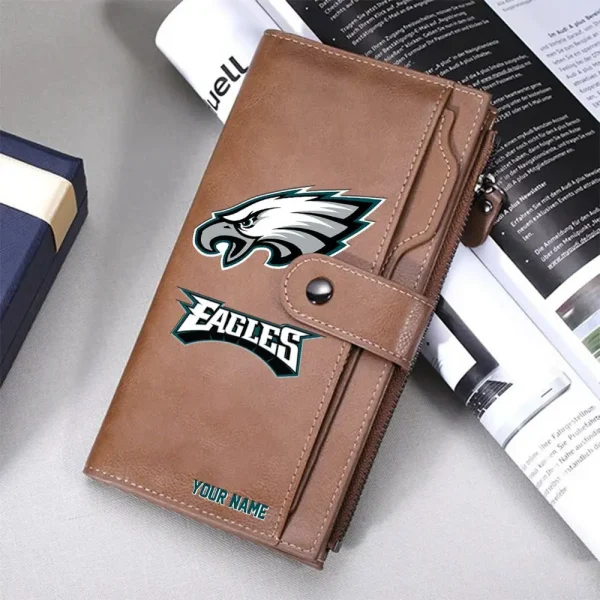 Philadelphia Eagles Personalized Long Leather Wallet Special Gifts For Fans SPTLLW005