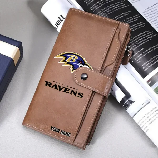 Baltimore Ravens Personalized Long Leather Wallet Special Gifts For Fans SPTLLW007