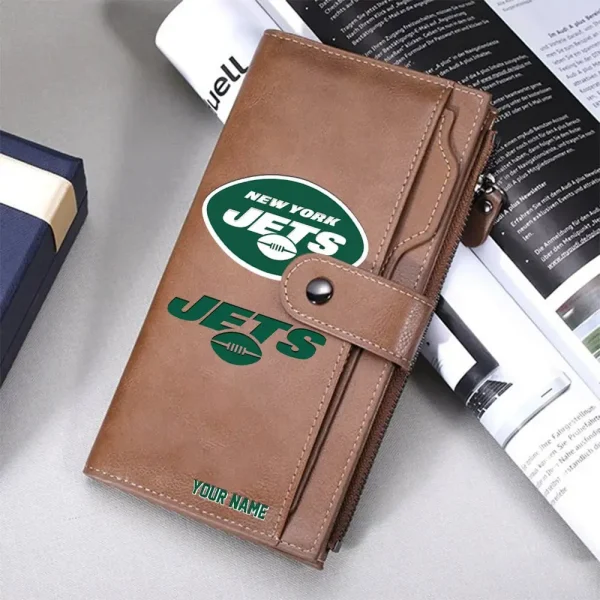 New York Jets Personalized Long Leather Wallet Special Gifts For Fans SPTLLW011