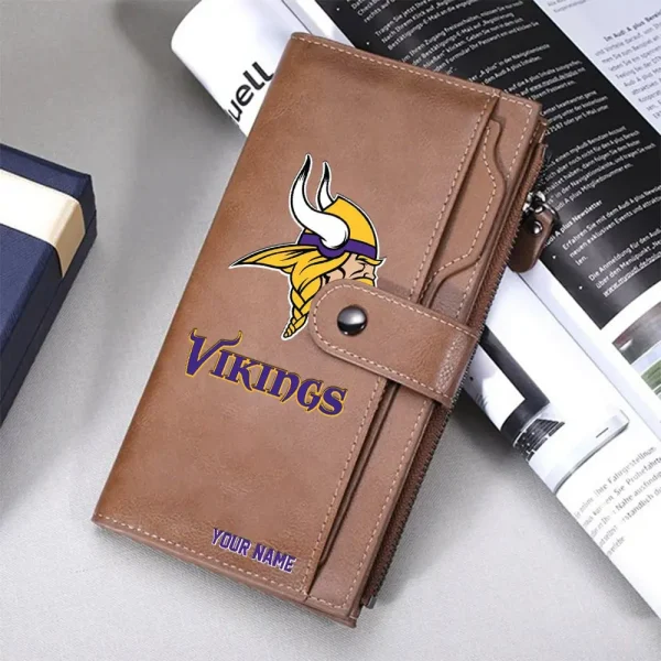 Minnesota Vikings Personalized Long Leather Wallet Special Gifts For Fans SPTLLW013