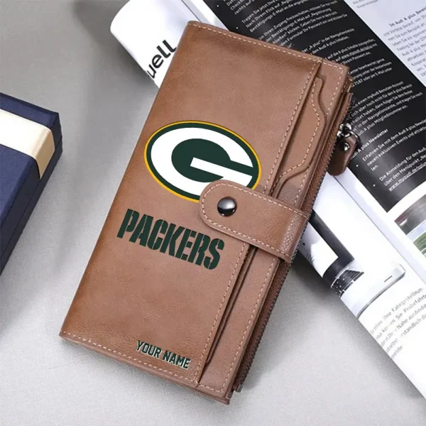 Green Bay Packers Personalized Long Leather Wallet Special Gifts For Fans SPTLLW020