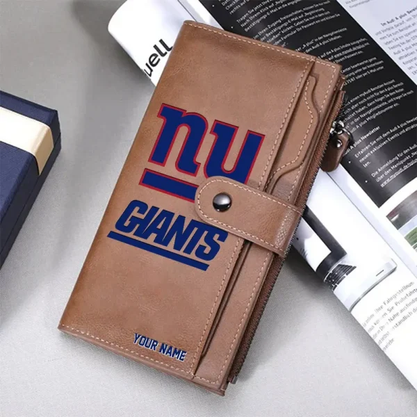 New York Giants Personalized Long Leather Wallet Special Gifts For Fans SPTLLW021