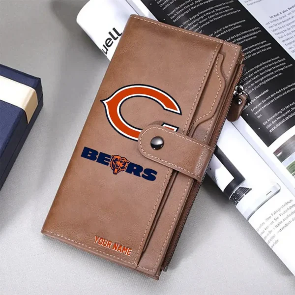 Chicago Bears Personalized Long Leather Wallet Special Gifts For Fans SPTLLW022