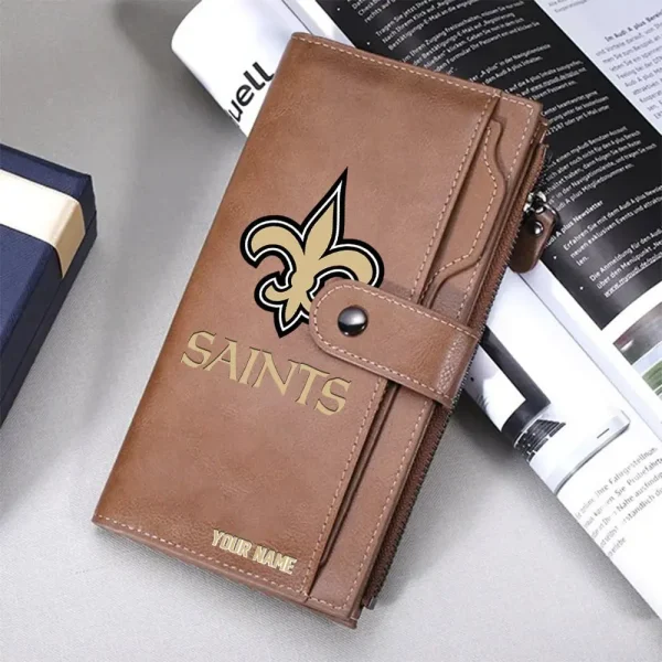 New Orleans Saints Personalized Long Leather Wallet Special Gifts For Fans SPTLLW024