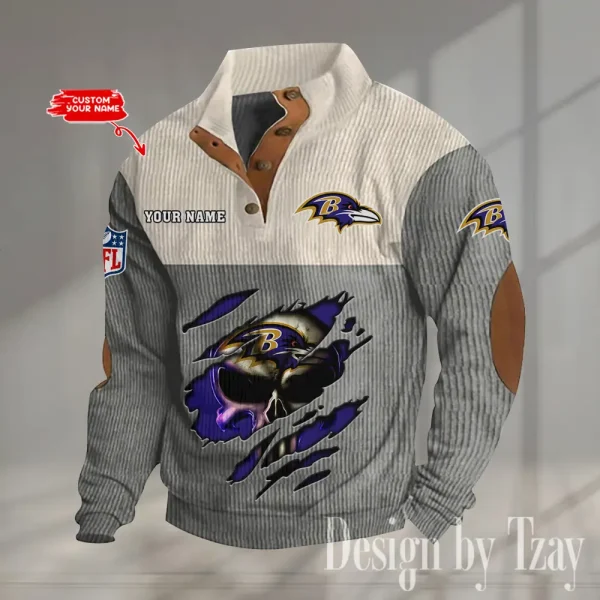 Baltimore Ravens Double Stand Collar Sport Hoodie S9DBSCH1313 - Image 4